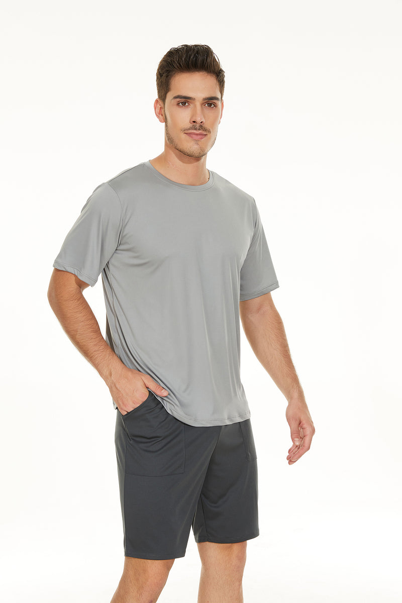 Casual Cool: Men’s Crew-neck Shirt and Shorts Collection