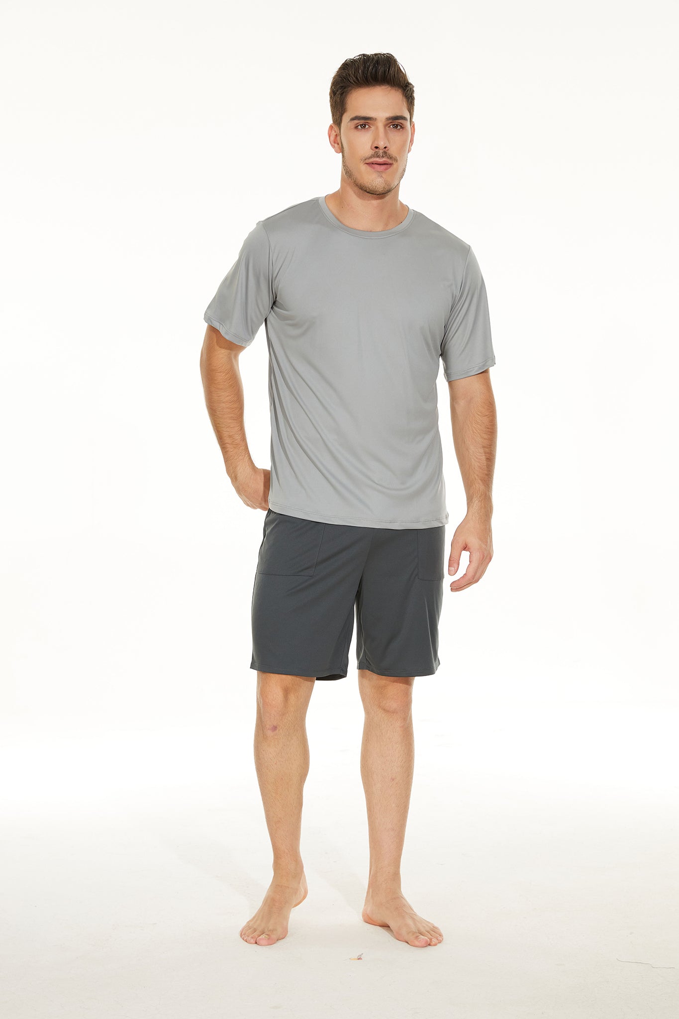 Casual Cool: Men's Crew-neck Shirt and Shorts Collection